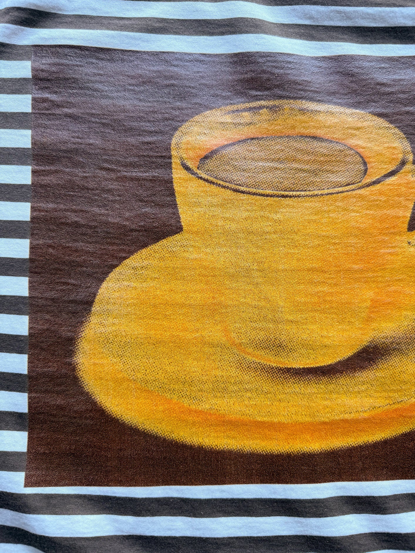 Brown Coffee Cup Striped Tee