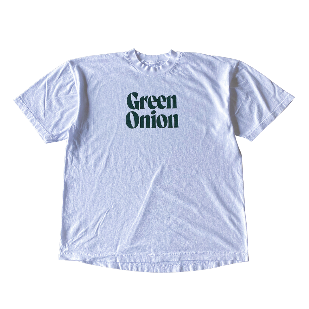 T-shirt texte oignon vert