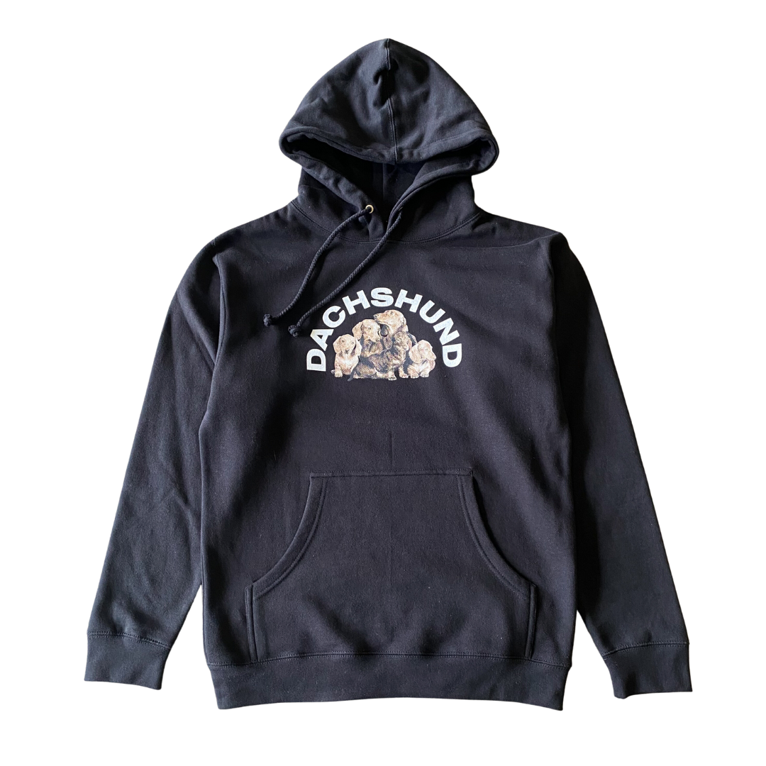 Sweat à capuche famille teckel