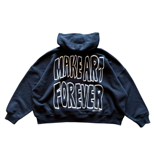 Make Art Forever Boxy Crop Zip-Up Hoodie