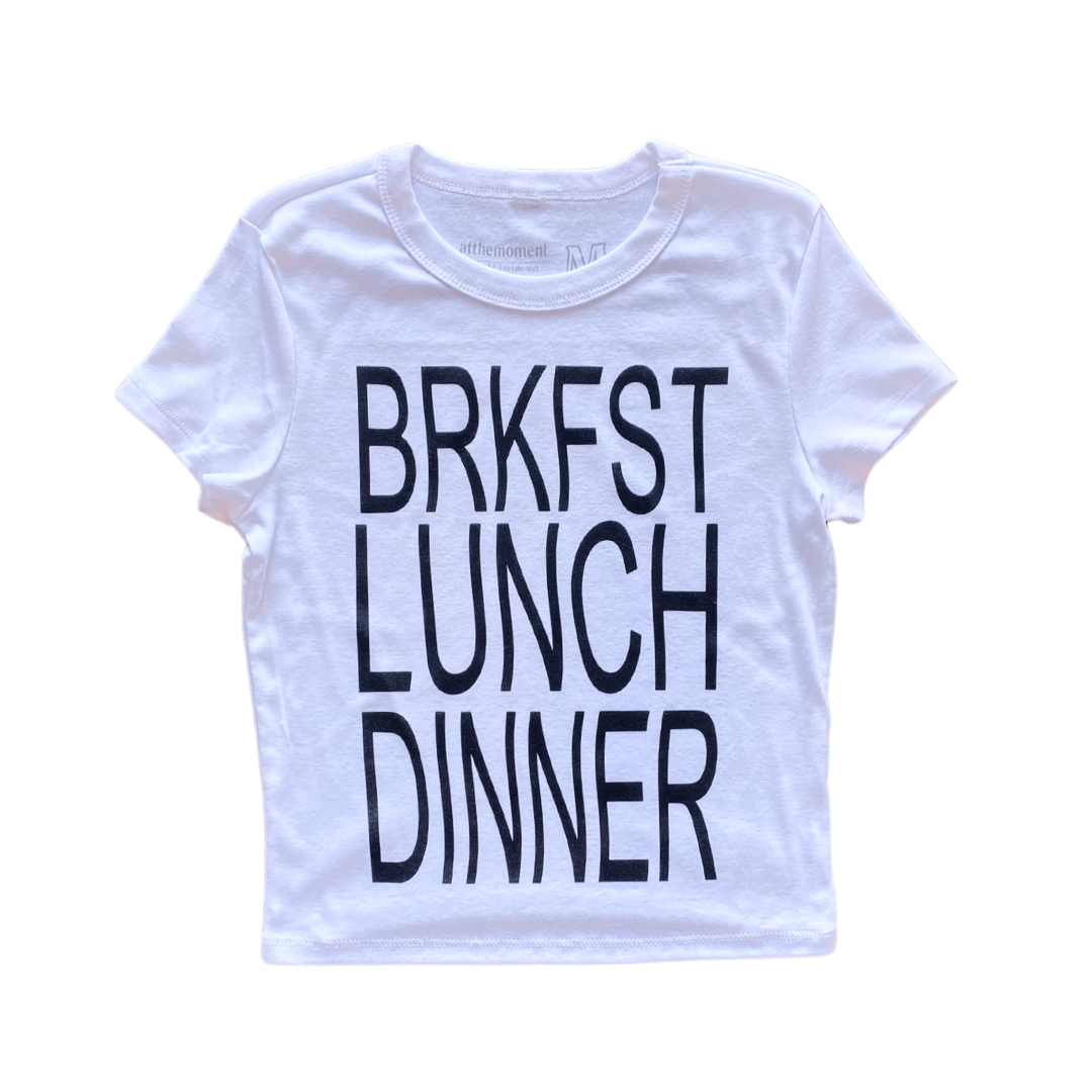 BRKFST LUNCH DINNER Text Women's Baby Rib