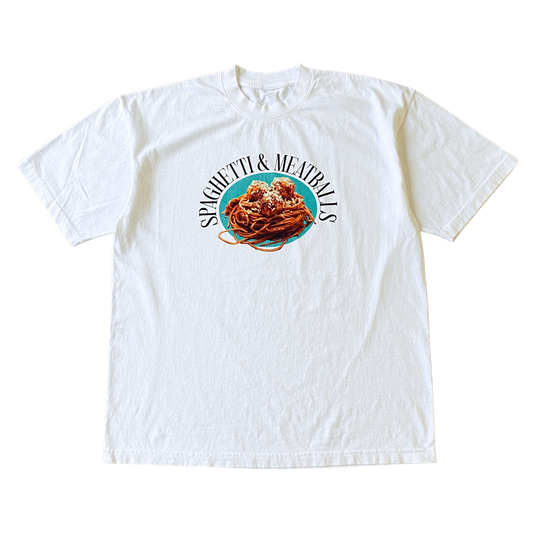 T-shirt spaghetti et boulettes de viande