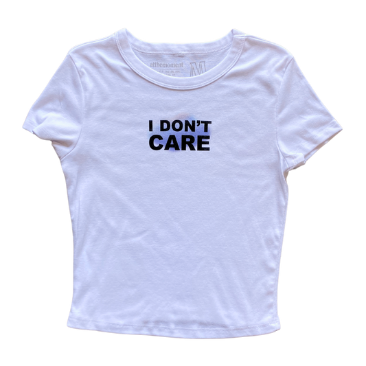 I Don't Care Text Women's Baby Rib