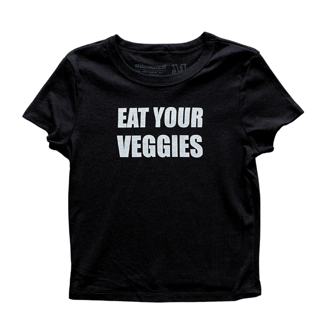 Eat Your Veggies Text Women's Baby Rib