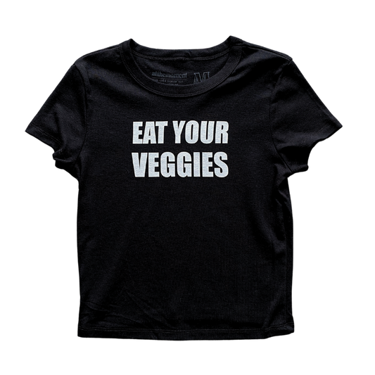 Eat Your Veggies Text Women's Baby Rib