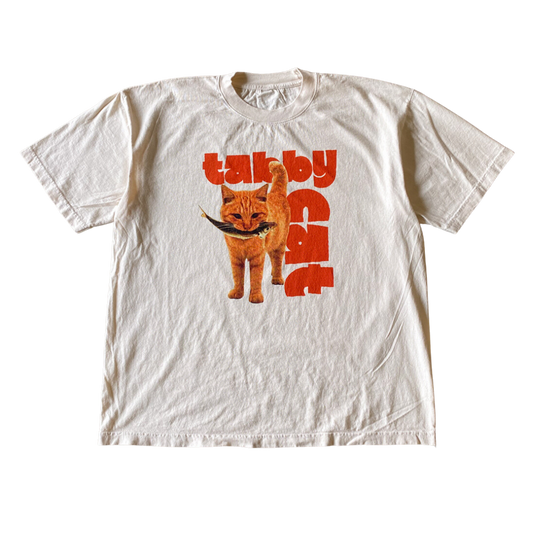 T-shirt chat tigré avec poisson