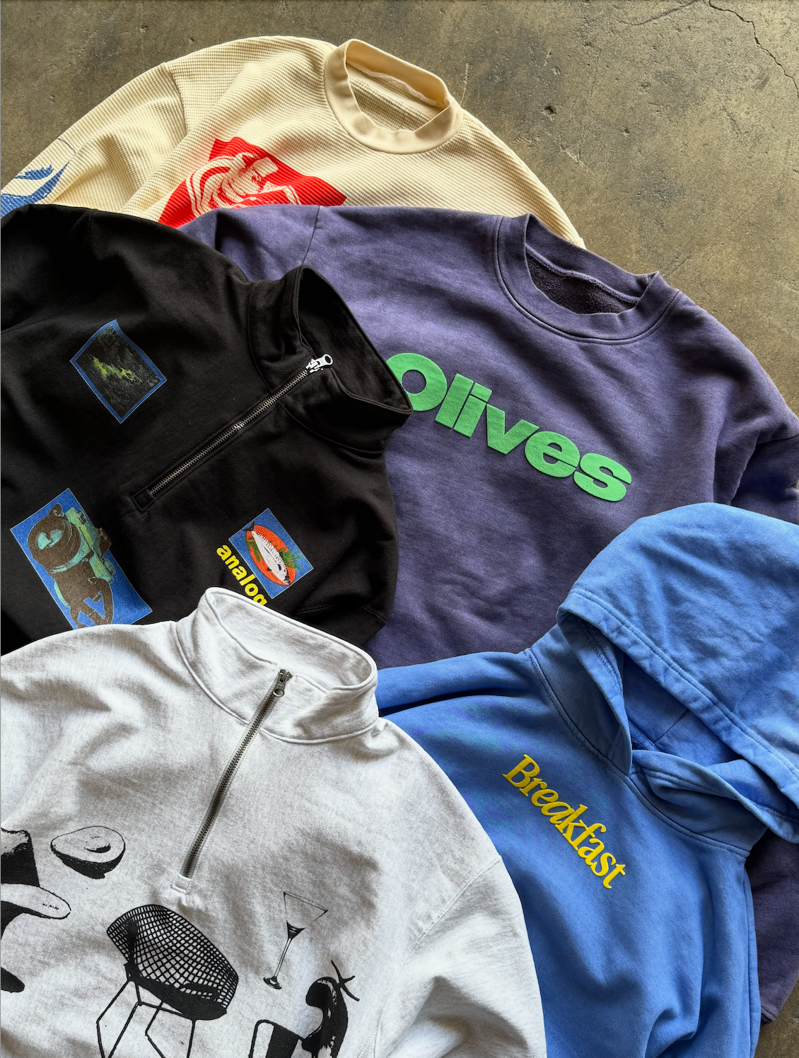 Olives Text Puff Crewneck